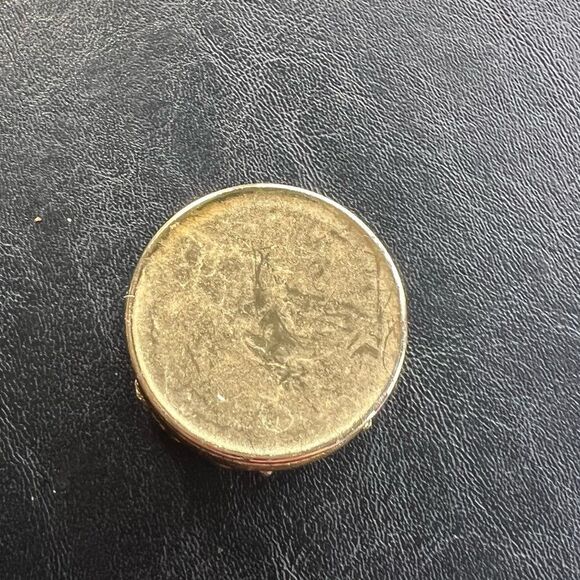 Vintage Rhinestone Gold Tone Metal Round Shaped Pill Box - Picture 3 of 4